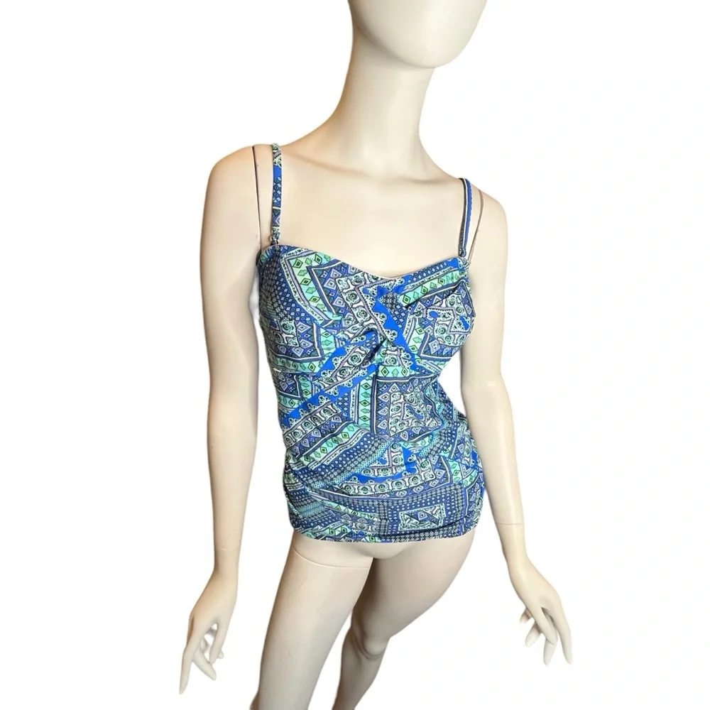NWT Croft & Barrow Tankini Top Size 14 Blue Green